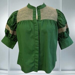 LaRoque Sutton Cotton Poplin Smocked Cuffed
Sleeve Blouse Size XS